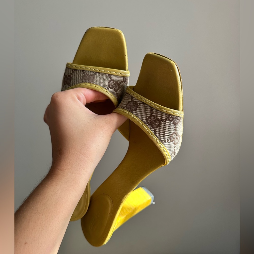 Gucci logo heels mules